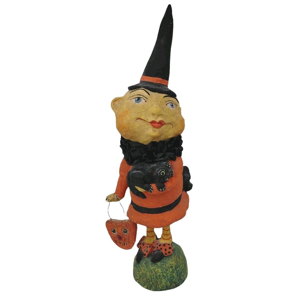 Debra Schoch Bethany Lowe Halloween Witch Child Black Cat Pumpkin Bucket HTF